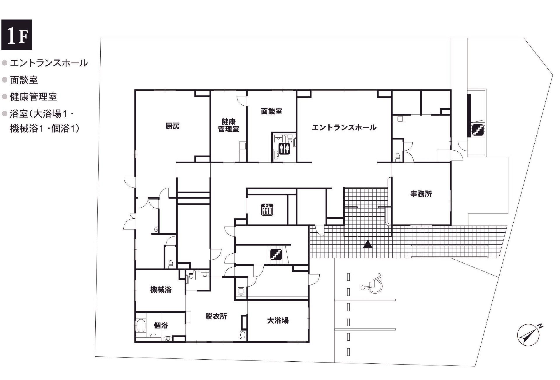 リアンレーヴ松戸の1Ｆのフロアマップ