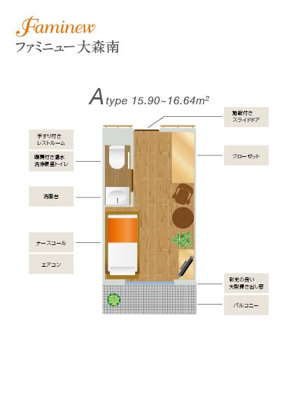 ファミニュー大森南のＡTypeの間取り図