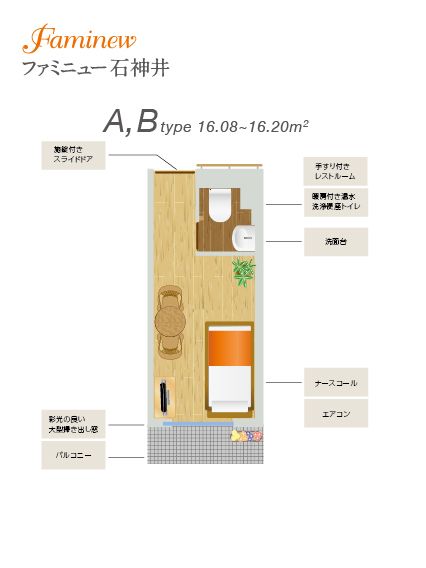 ファミニュー石神井のＡ、ＢTypeの間取り図