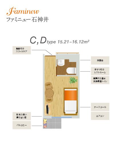 ファミニュー石神井のＣ、ＤTypeの間取り図