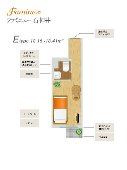 ファミニュー石神井のＥTypeの間取り図