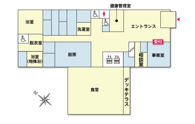 ツクイ・サンシャイン上越の1Ｆのフロアマップ