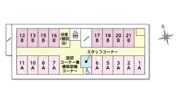 ツクイ・サンシャイン郡山の2Ｆのフロアマップ