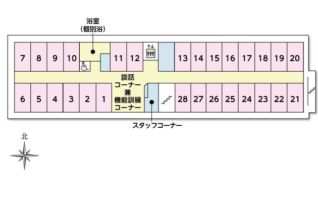 ツクイ・サンシャイン古河あかやまの2～3Ｆのフロアマップ