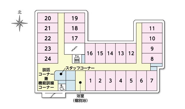 ツクイ・サンシャイン吉川の2～3Ｆのフロアマップ
