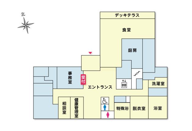 ツクイ・サンシャイン足立の1Ｆのフロアマップ