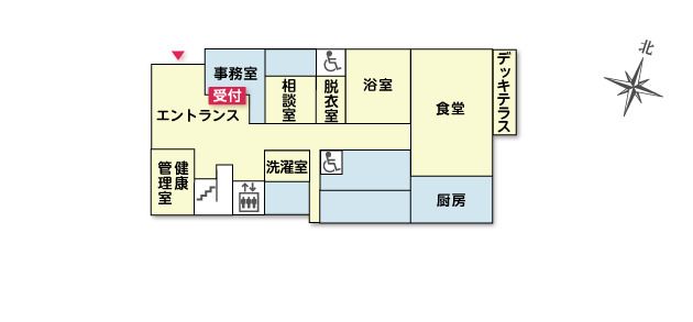 ツクイ・サンシャイン三鷹深大寺の1Ｆのフロアマップ