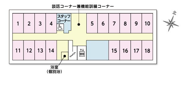 ツクイ・サンシャイン三鷹深大寺の2～3Ｆのフロアマップ