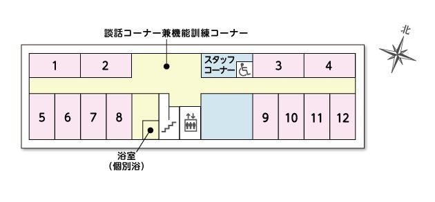 ツクイ・サンシャイン三鷹深大寺の4Ｆのフロアマップ