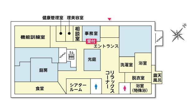ツクイ・サンシャイン町田西館の1Ｆのフロアマップ