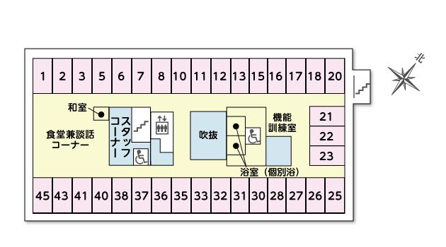 ツクイ・サンシャイン町田西館の2～5Ｆのフロアマップ