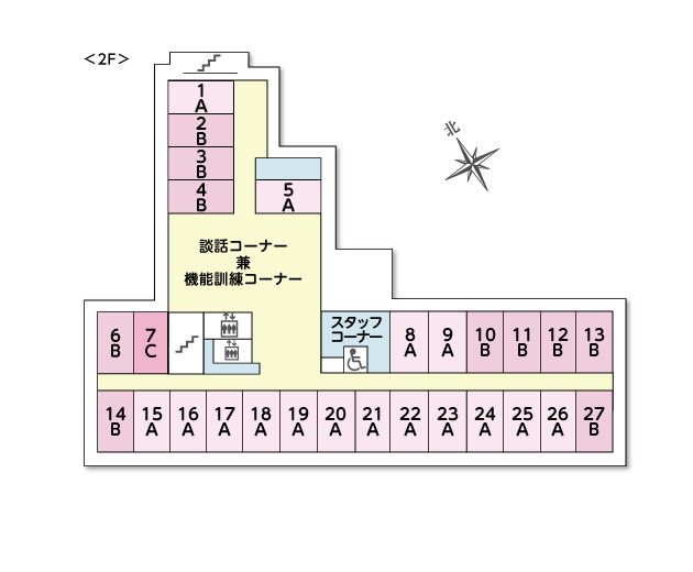 ツクイ・サンシャイン保土ヶ谷の2Ｆのフロアマップ