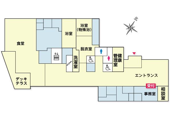 ツクイ・サンシャイン三浦の1Ｆのフロアマップ