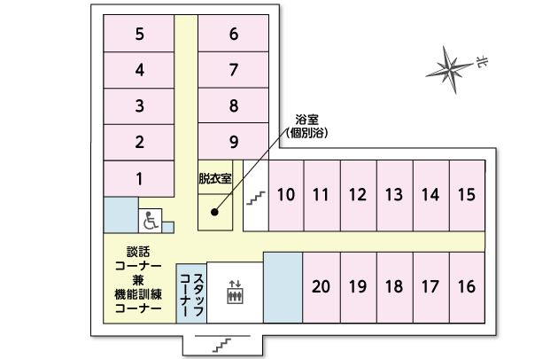 ツクイ・サンシャイン相模原の2～5Ｆのフロアマップ