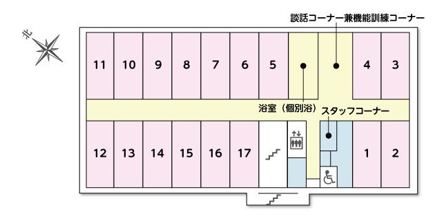 ツクイ・サンシャイン守山の2～3Ｆのフロアマップ