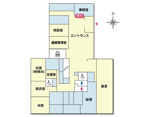 ツクイ・サンシャイン南巽の1Ｆのフロアマップ
