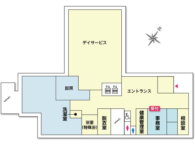ツクイ・サンシャイン松山の1Ｆのフロアマップ