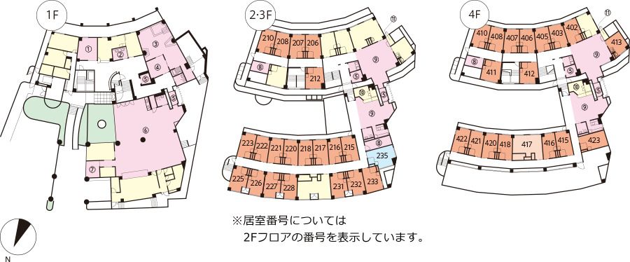 サニーステージ星川の1～4Ｆのフロアマップ