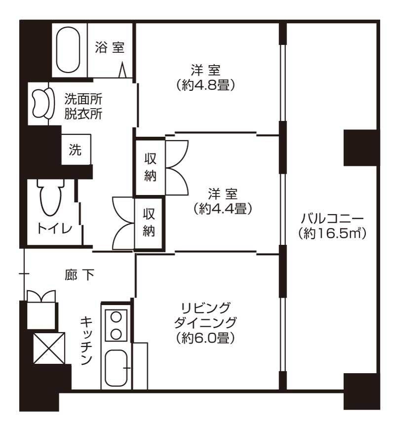 ドーミー中野江古田のDタイプ（自立居室）の間取り図
