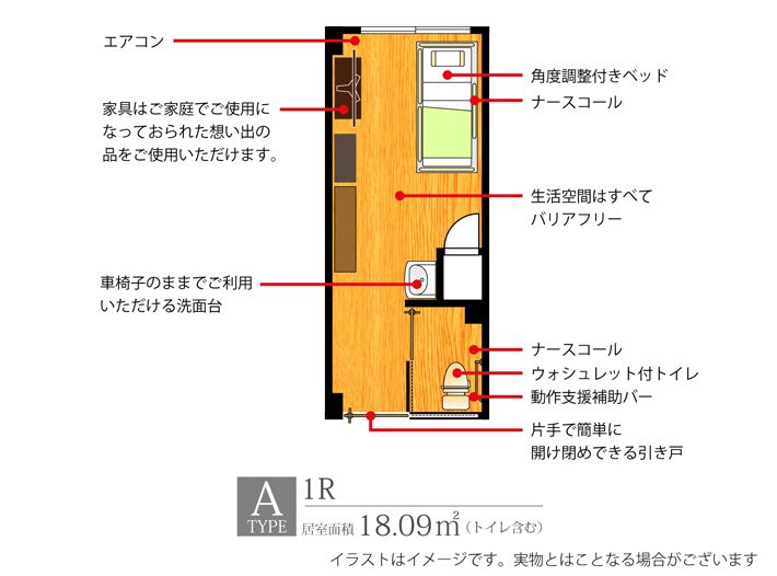 介護付有料老人ホーム クルーヴ布施のATYPEの間取り図