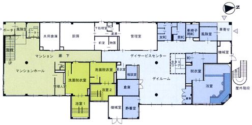 高齢者生涯ハウス汐騒の詩の1Ｆのフロアマップ