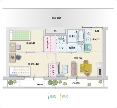 らくじゅ沼津足高館のplan B ／2人用の間取り図