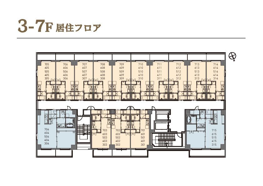 ウィステリア清田の3～7Ｆのフロアマップ