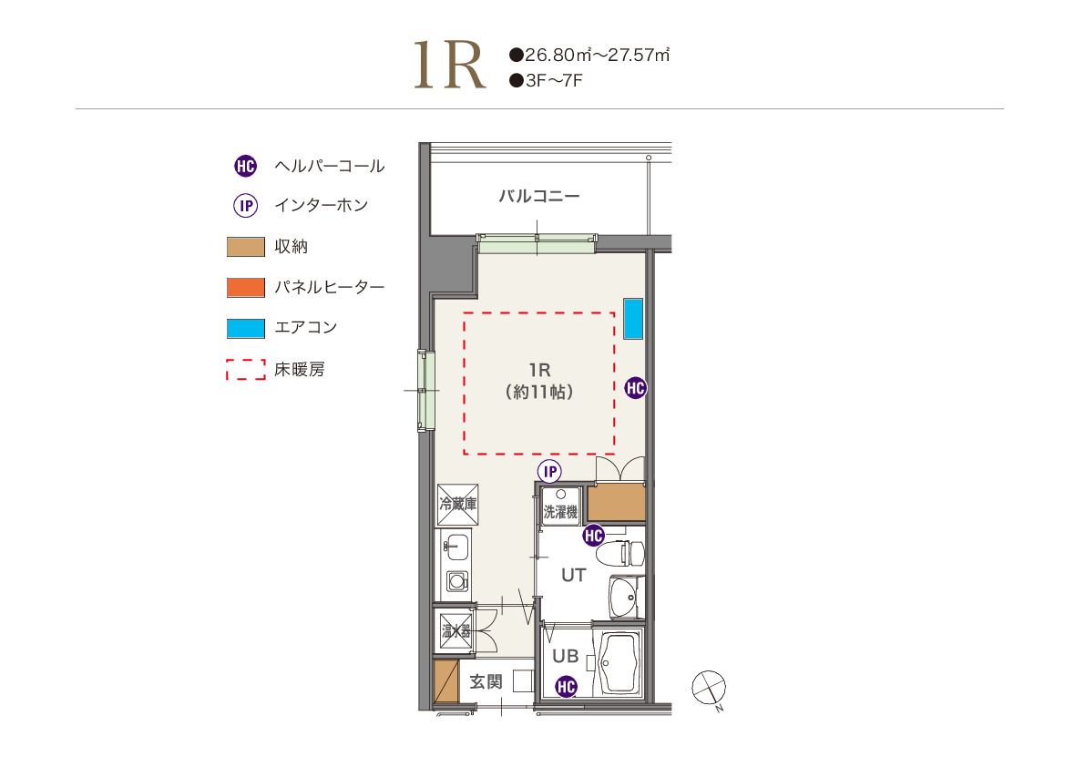 ウィステリア清田の1Rの間取り図