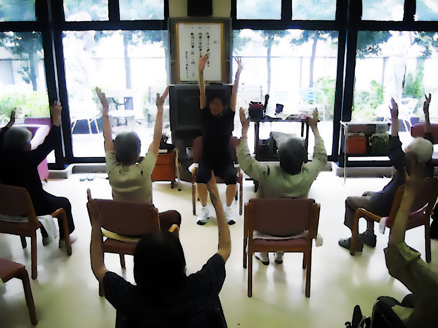 ベストライフ中津川のチェアエクササイズ。毎日の中に気軽にリハビリを取り入れていただけます。毎日を健康にお過ごしください。