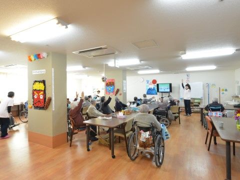 「ふるさとホーム桐生」の共有スペース。ご入居者様の憩いの場としてご利用できる。