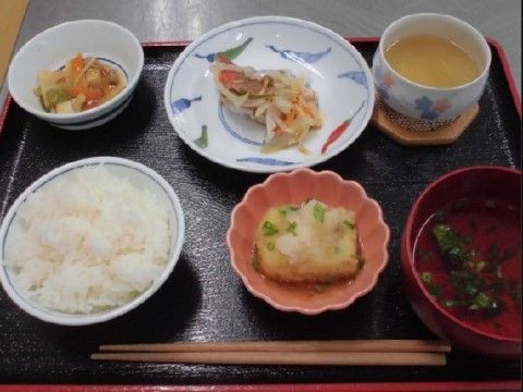 「みどり山 百花苑」のお食事。和食のご飯物のお食事を用意している。