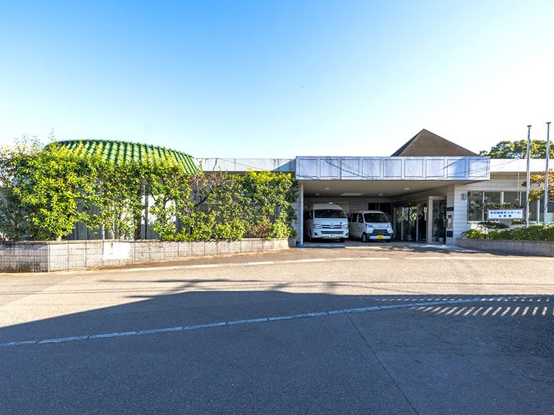 緑に囲まれた建物の外観