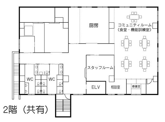 生活支援付高齢者住宅・仁の2階のフロアマップ