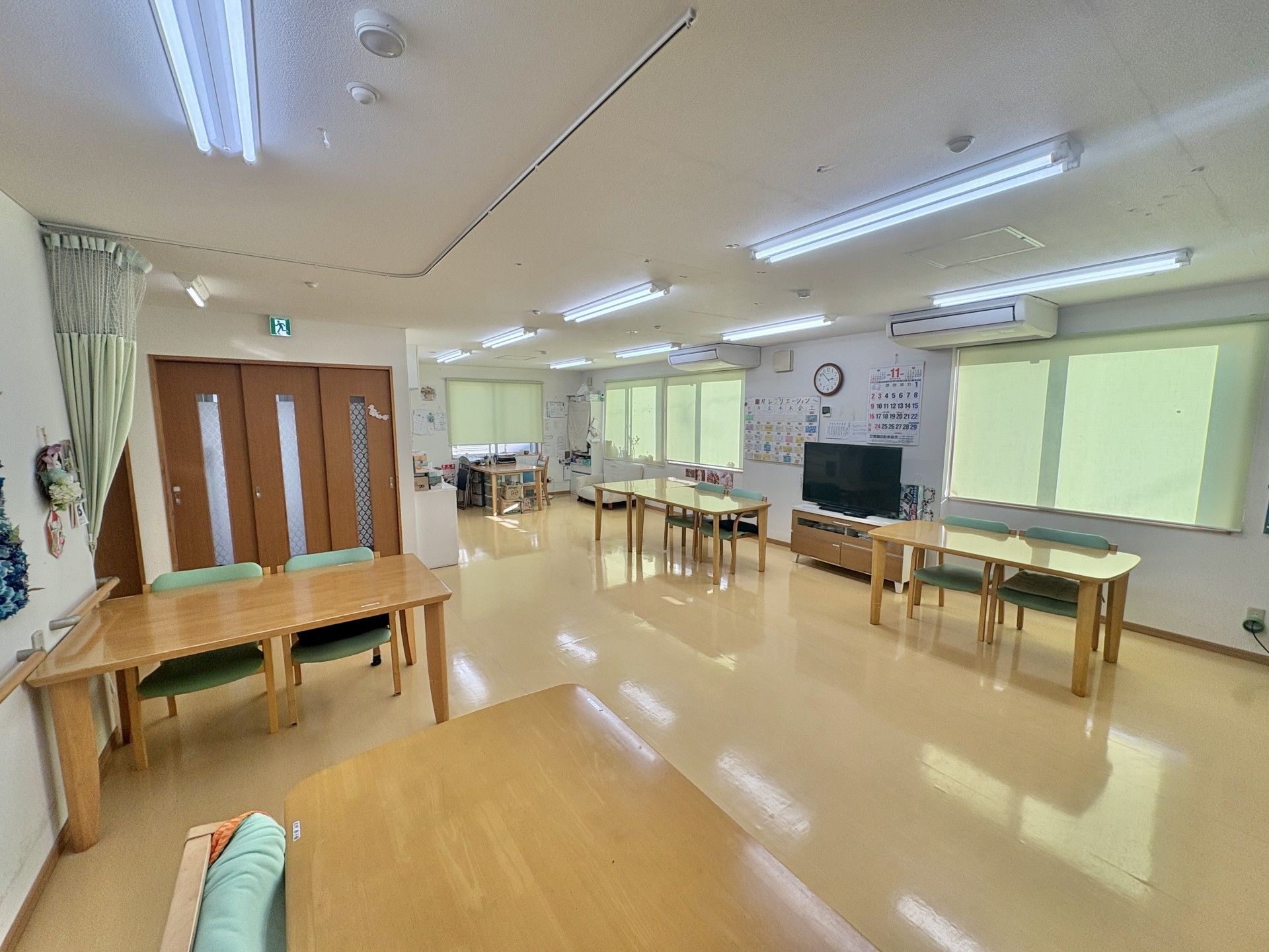 明るい共有スペース