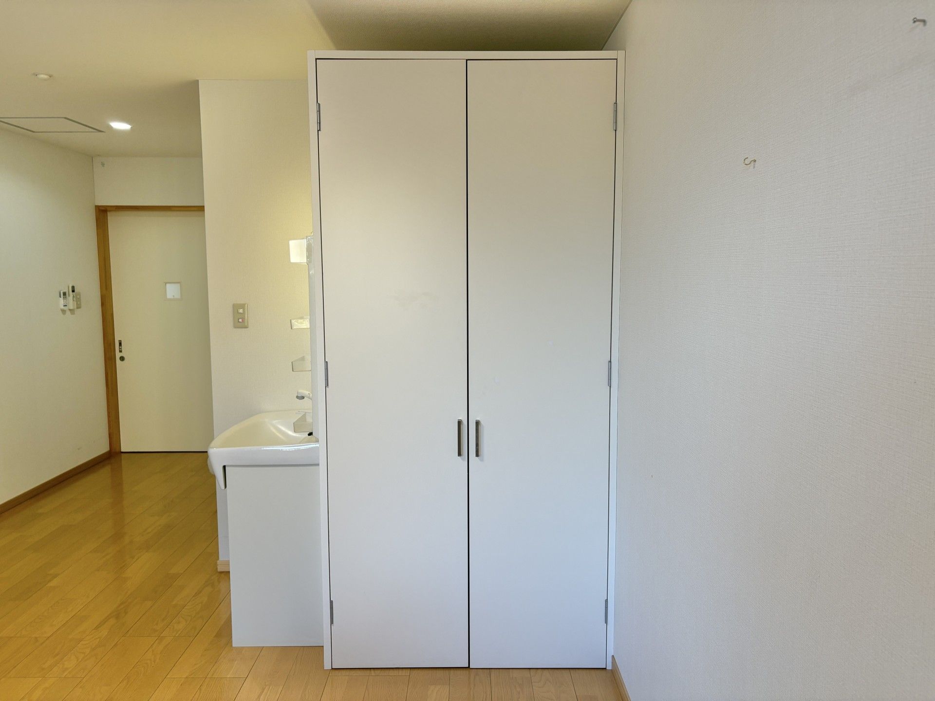 シンプルな収納と洗面台