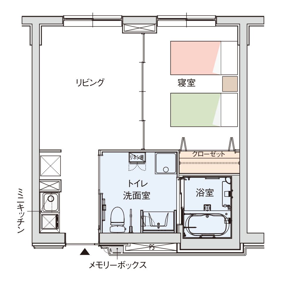 グッドタイム リビング 新百合ヶ丘のお二人さまタイプの間取り図