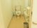 職員用、一般用のトイレなので、手すりやナースコールは付いてない。手洗い器は付いているので、直ぐに手が洗える。
