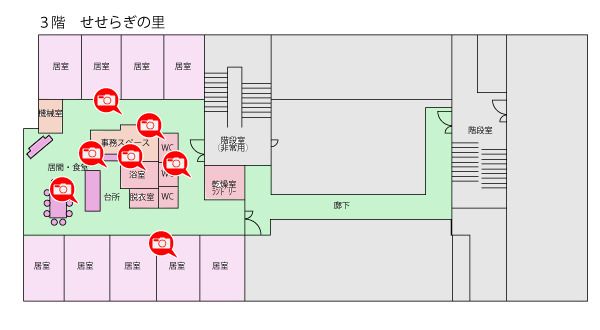 グループホーム せせらぎの森の3階のフロアマップ
