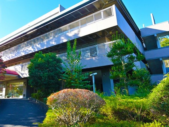 緑に囲まれた建物の外観
