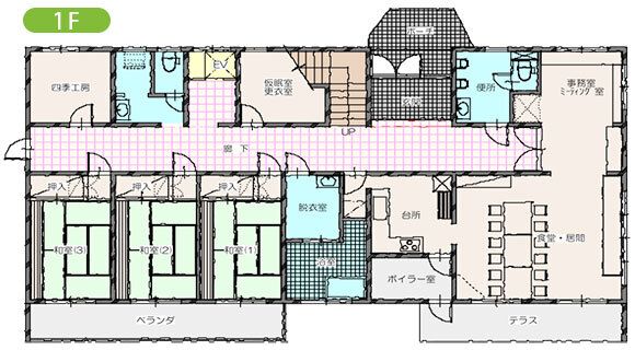 グループホーム 湯沢四季の里の1Ｆのフロアマップ