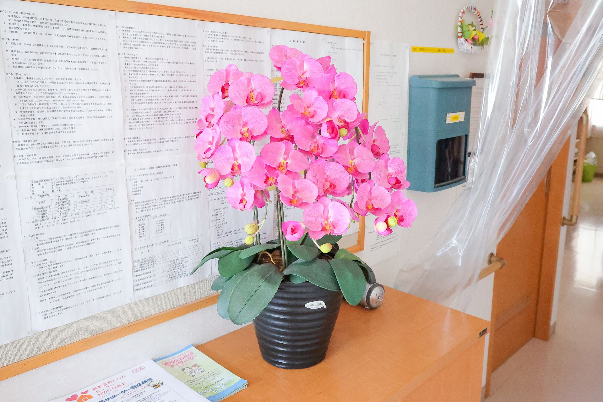 花が飾られた棚
