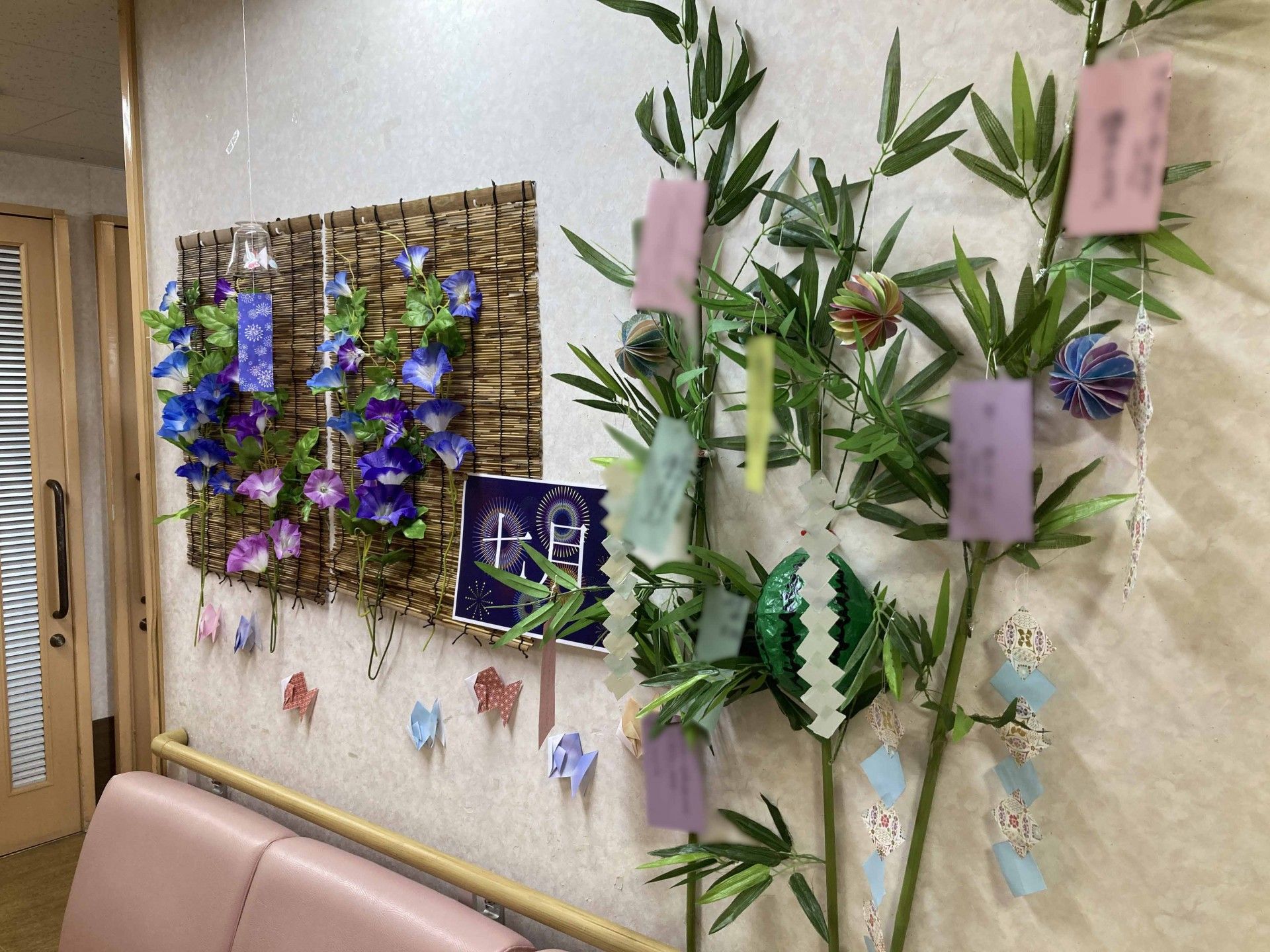 七夕飾りの壁面