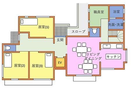 グループホーム 立川富士見町の家の1Ｆのフロアマップ