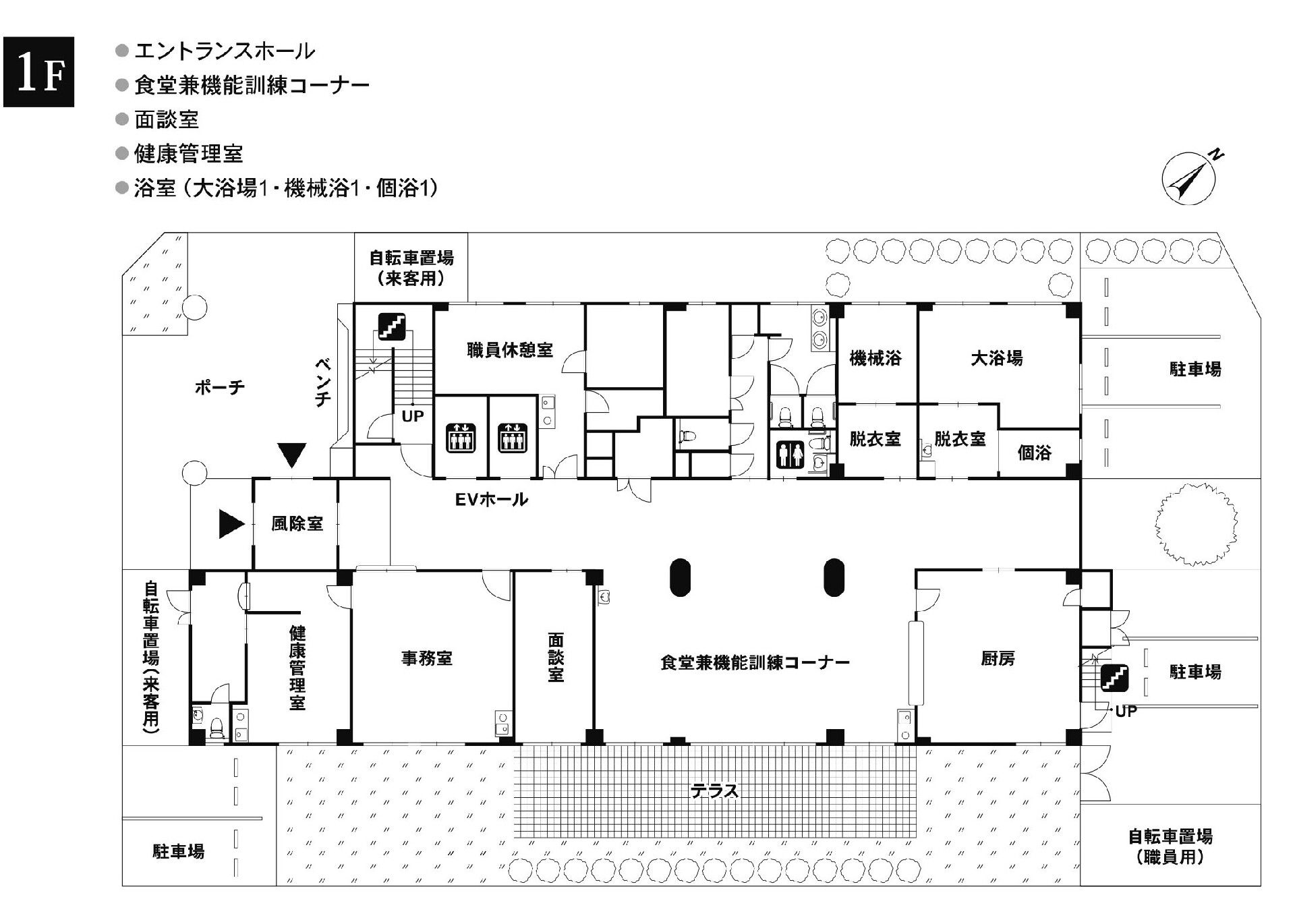 ライフコミューン日野の1Ｆのフロアマップ