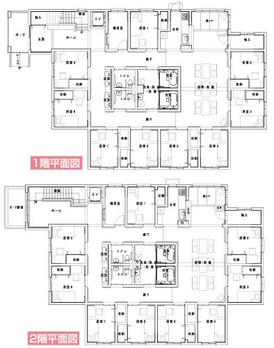 グループホーム 垂井だいわ福寿の杜の1～2階のフロアマップ