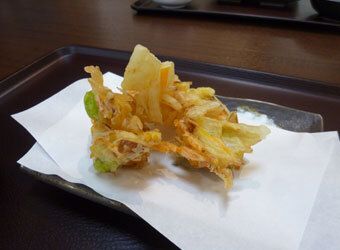 器に盛り付けた野菜のかき揚げ