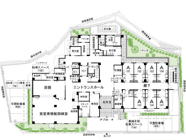アズハイム横浜上大岡の1Ｆのフロアマップ