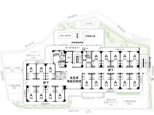 アズハイム横浜上大岡の2Ｆのフロアマップ