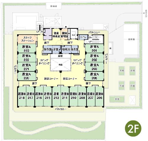 アズハイム大泉学園の2Ｆのフロアマップ