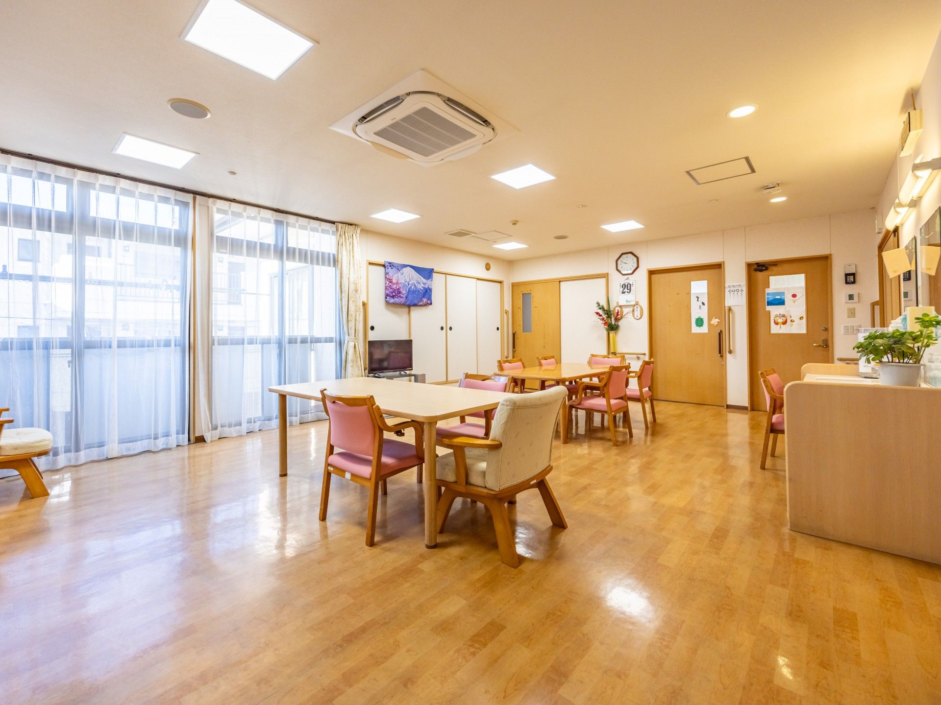 明るい共有スペース